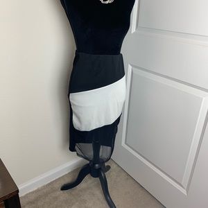 Black and white knee length skirt